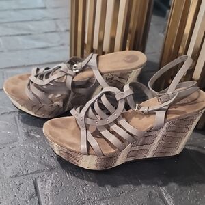 Cesare Paciotti Taupe Wedge Sandals